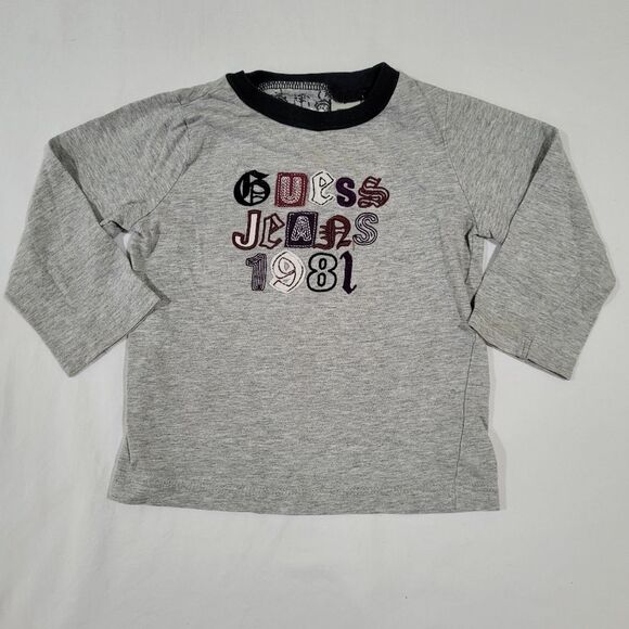 Guess Size 24 Months Boys Gray and Black Long Sleeve Tee - Picture 1 of 3
